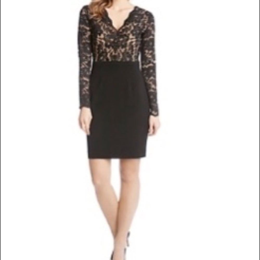 Karen Kane NWT Becca Contrast Lace dress Black XS